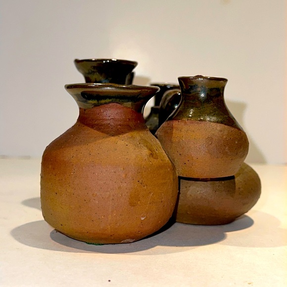 7 Vtg bud vases that are connected & 2 owls - crafted in Japan for Takahashi - Picture 4 of 9